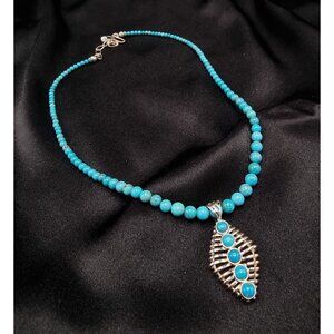 Jay King Mine Finds Turquoise Necklace With 925 Sterling Silver Pendant & Clasp
